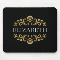 Elegante Monogram Black Gold Office School