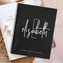 Elegante Monogram Black Gold Script Business Schoo