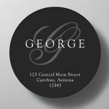 Elegante Monogram Black Gray-Adresse
