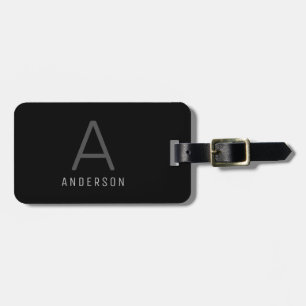 Elegante Monogram Black Gray Custom Luggage Tag Gepäckanhänger