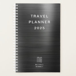 Elegante Monogram Black Travel Planer