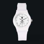 Elegante Monogram Black|White Face Nurse Watch Armbanduhr<br><div class="desc">Eine schöne, elegante, schwarz-weiße Armbanduhr mit einem Symbol für medizinische Kadukus und einem Platz für den Namen und den Nachnamen Ihres Geschenkempfängers. Ein großartiges Geschenk für alle, die Krankenschwester sind, einen Krankenpflegeabsolventen oder stolze Mitglieder der medizinischen Gemeinschaft sind. Diese Uhr enthält ein weißes Gesicht mit einem blauen Kreis, der das...</div>