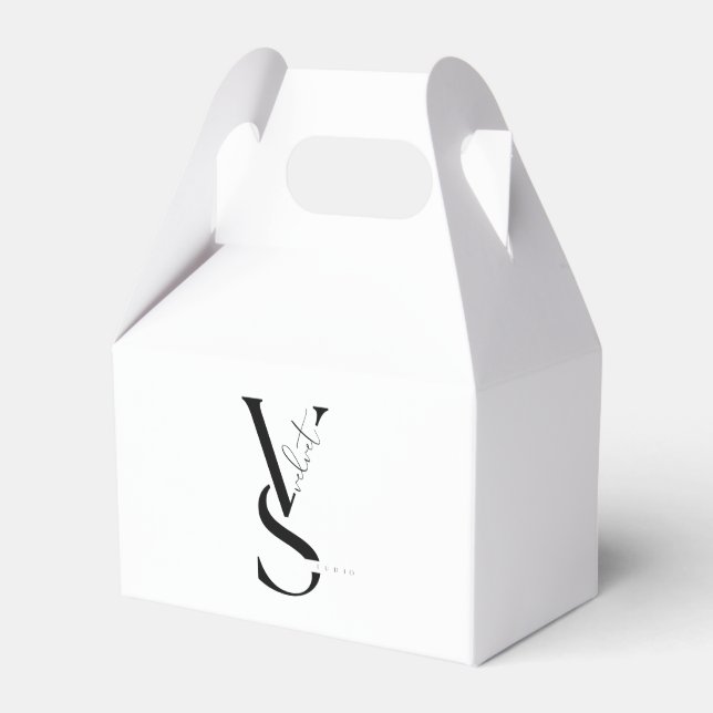 Elegante Monogram Black & White Gevor Box Geschenkschachtel (Vorderseite)