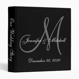 Elegante Monogram Black & White Wedding Binder 2,5 Cm Ordner
