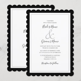 Elegante Monogram Black & White Wedding Einladung