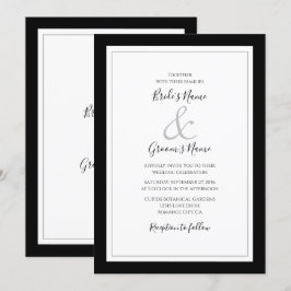 Elegante Monogram Black & White Wedding Einladung