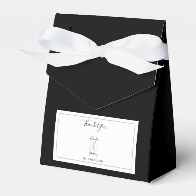 Elegante Monogram Black & White Wedding Geschenkschachtel (Vorderseite)