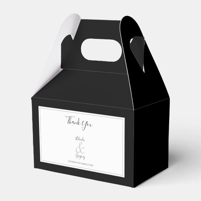 Elegante Monogram Black & White Wedding Geschenkschachtel (Vorderseite)