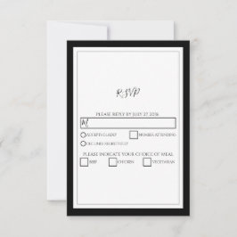 Elegante Monogram Black & White Wedding RSVP Karte