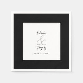 Elegante Monogram Black & White Wedding Serviette