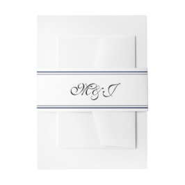 Elegante Monogram Blue Muschel Sea Wedding Einladungsbanderole