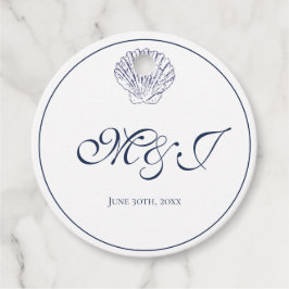 Elegante Monogram Blue Muschel Wedding Geschenkanhänger