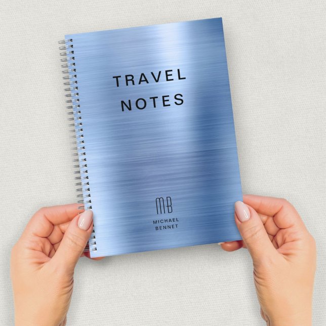 Elegante Monogram Blue Travel Notizblock (Elegant Monogram Blue Travel Notebook)