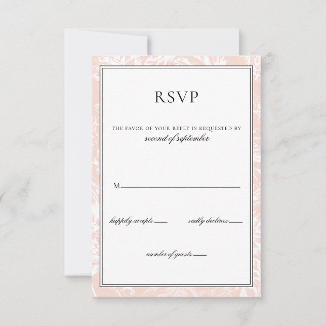 Elegante Monogram Blush Floral Wedding rsvp Karte (Vorderseite)