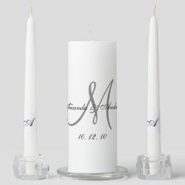 Elegante Monogram Bride Groom Names Date Wedding Kerzenset