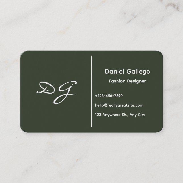 Elegante Monogram Business Card Visitenkarte (Vorderseite)