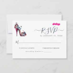 Elegante Monogram Butterfly-Heeling-Shoe-Hochzeit RSVP Karte