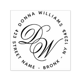 Elegante Monogram Calligraphy 2 Initials Address Permastempel