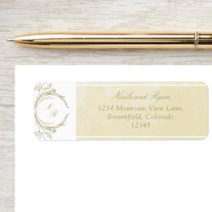 Elegante Monogram Champagne Watercolor Wedding