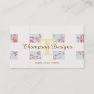 Elegante Monogram Cherry Blossom Einzigartiges Gir Visitenkarte