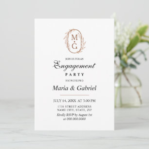 Elegante Monogram Classic Engagement Party Einladung