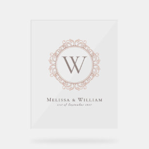 Elegante Monogram Classic erste Hochzeit Acrylschild