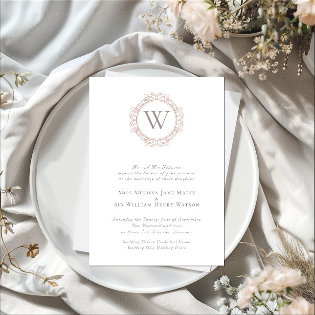 Elegante Monogram Classic Wedding Einladung (Elegant Monogram Wedding Invitation)