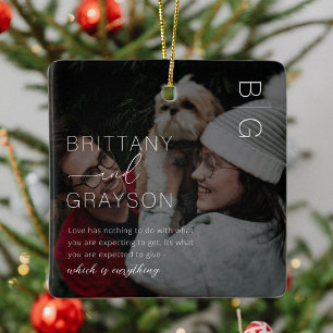 Elegante Monogram Couple Foto Weihnachtszeit Keram Keramikornament
