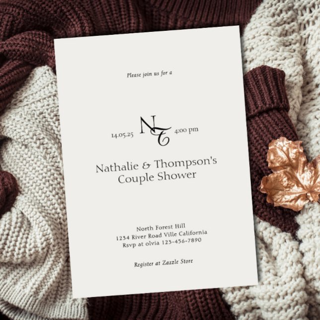 Elegante Monogram Couple Shower Bridal Einladung (Von Creator hochgeladen)