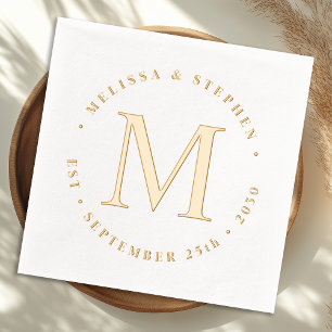 Elegante Monogram Custom Bride & Groom Wedding Gol Servietten Mit Folie