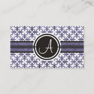 Elegante Monogram Damask Business Cards Visitenkarte