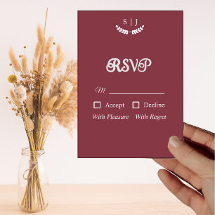 Elegante Monogram Dark Red Jewel Tone RSVP Card Einladung