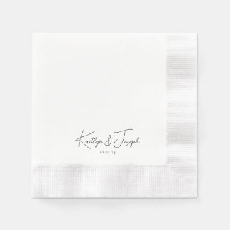 Elegante Monogram Date Moderne Typografie Hochzeit Serviette