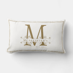 Elegante Monogram der White- und Gold-Familie etab Lendenkissen