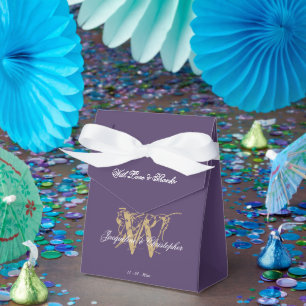 Elegante Monogram Dusty Lila Gold Wedding Geschenkschachtel