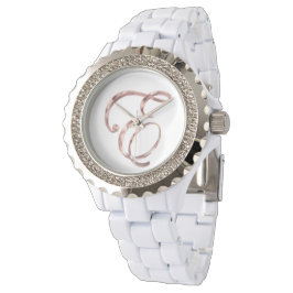 Elegante Monogram E Rose Gold Armbanduhr
