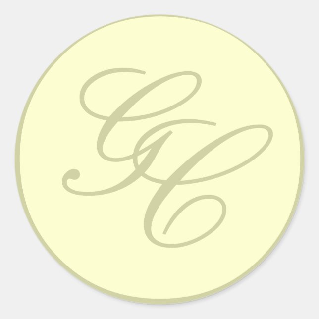 Elegante Monogram Elfenbein und Beige-Hochzeitstic Runder Aufkleber (Vorderseite)