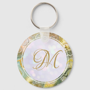 Elegante Monogram, erste Abstrakte Goldmarble Schlüsselanhänger