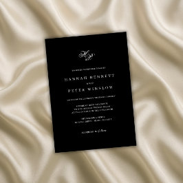 Elegante Monogram Erstklassige Schwarz-Weiß-Hochze Einladung