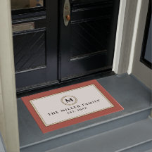 Elegante Monogram Familienname Doormat | Terracott