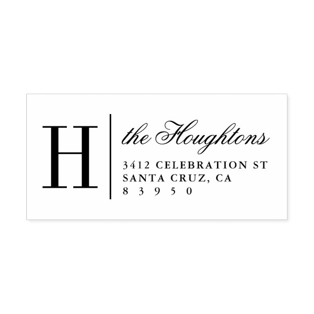 Elegante Monogram Familienname-Rücksendeadresse Gummistempel (Prägung)