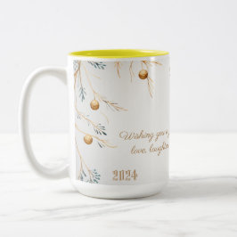 Elegante Monogram Family Christmas Tasse mit Botsc