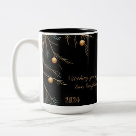Elegante Monogram Family Christmas Tasse mit Botsc