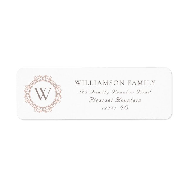 Elegante Monogram Family Wiedersehen-Rücksendeadre (Vorne)