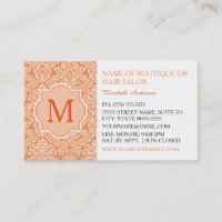 Elegante Monogram Feminine Orange Damask Haar Salo