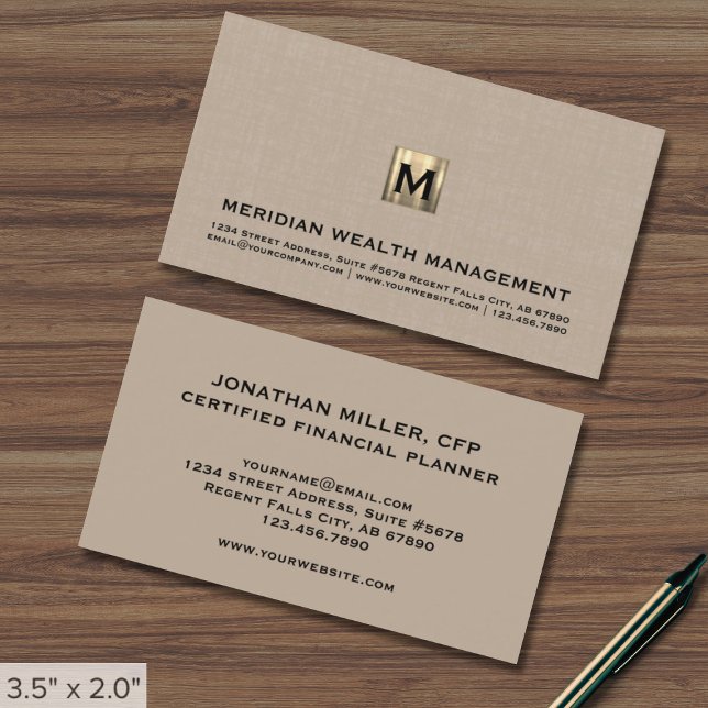 Elegante Monogram Financial Business Card Visitenkarte (Von Creator hochgeladen)