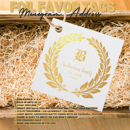 Elegante Monogram Foil Favor Tags