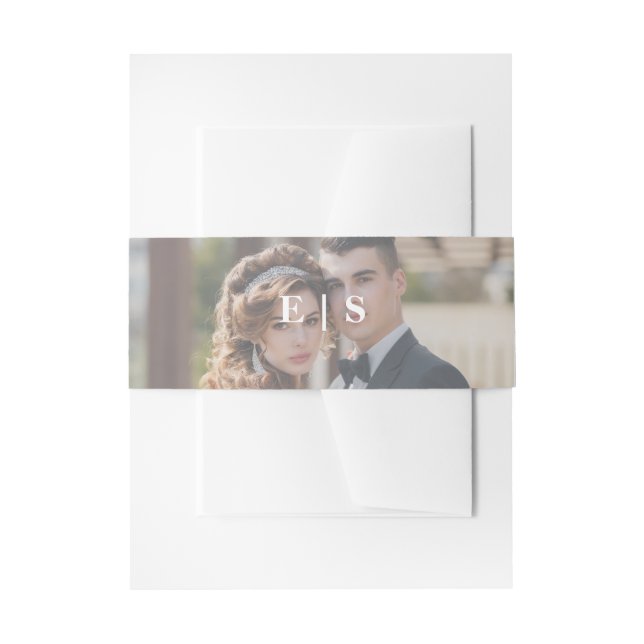 Elegante Monogram Foto Wedding Einladungsbanderole (Vorderseite Beispiel)