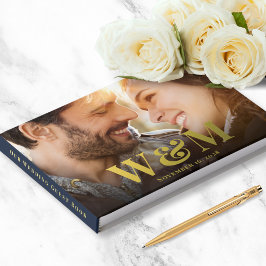 Elegante Monogram-Fotos Hochzeit Gästebuch