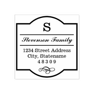 Elegante Monogram Frame-Rücksendeadresse Gummistempel
